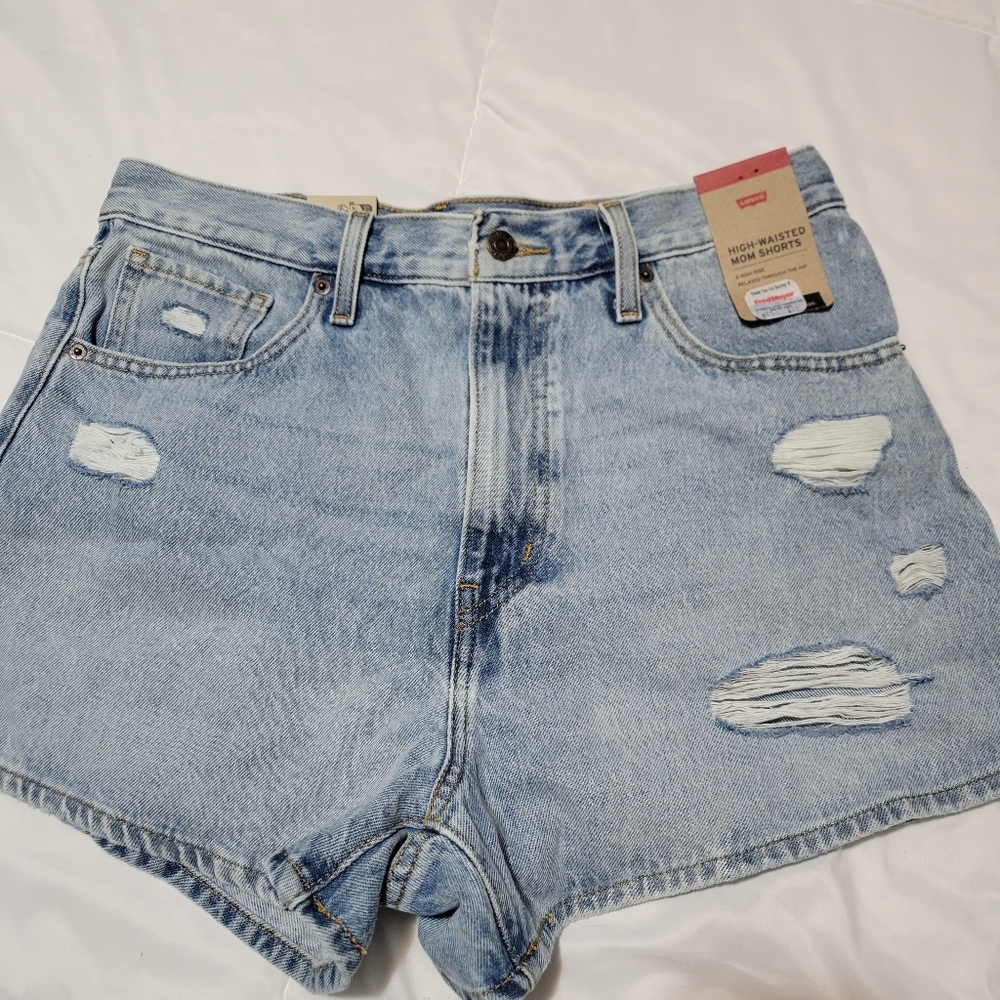 Levi's Distressed High Waisted Mom Shorts
